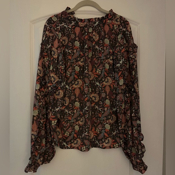 Evereve Floral Blouse - Brown and Green - Picture 2 of 4